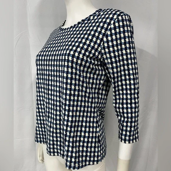 J McLaughlin Rich Classy 3/4 Sleeves Stretch Summer Resort Cruise Tshirt Top M - Picture 4 of 6